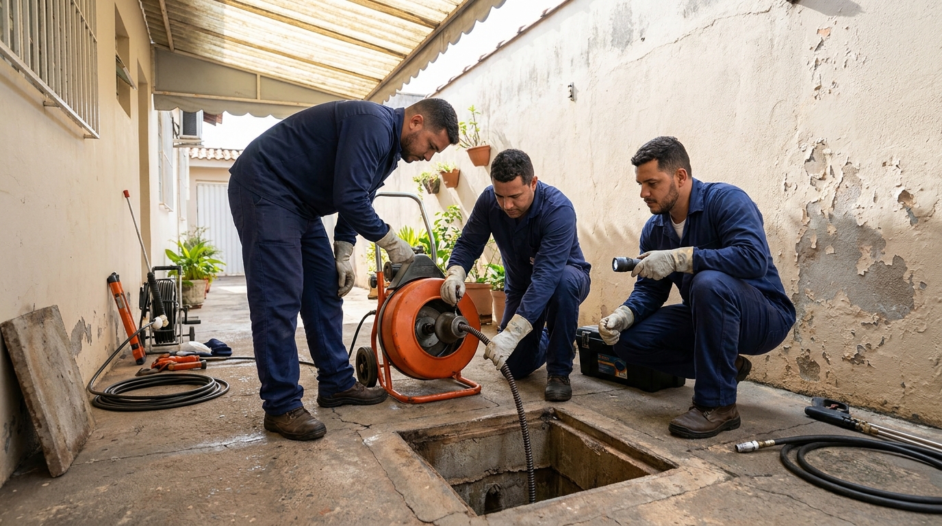 Desentupimento de esgoto com hidrojateamento em Anápolis‑GO