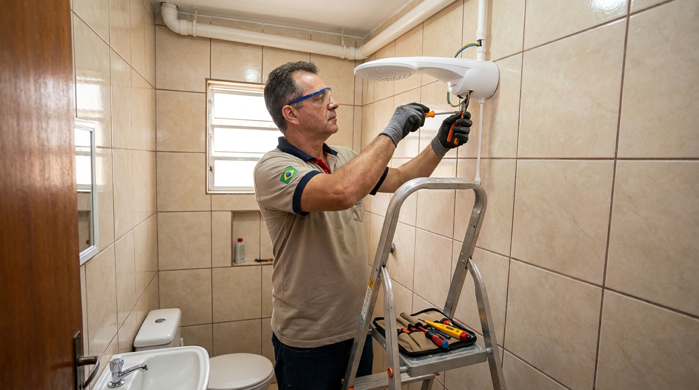 Instalação de chuveiro no banheiro em Anápolis‑GO