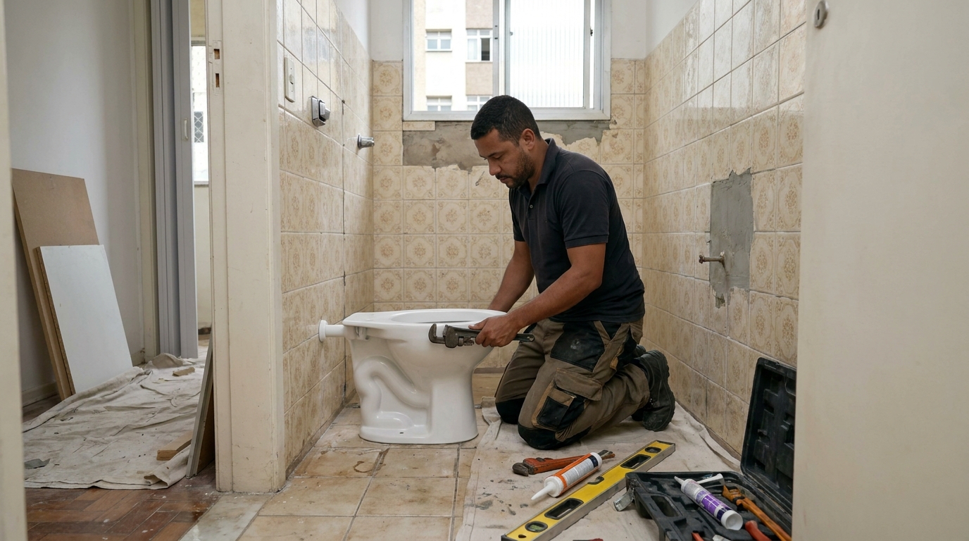 Instalação de vaso sanitário profissional em Anápolis‑GO