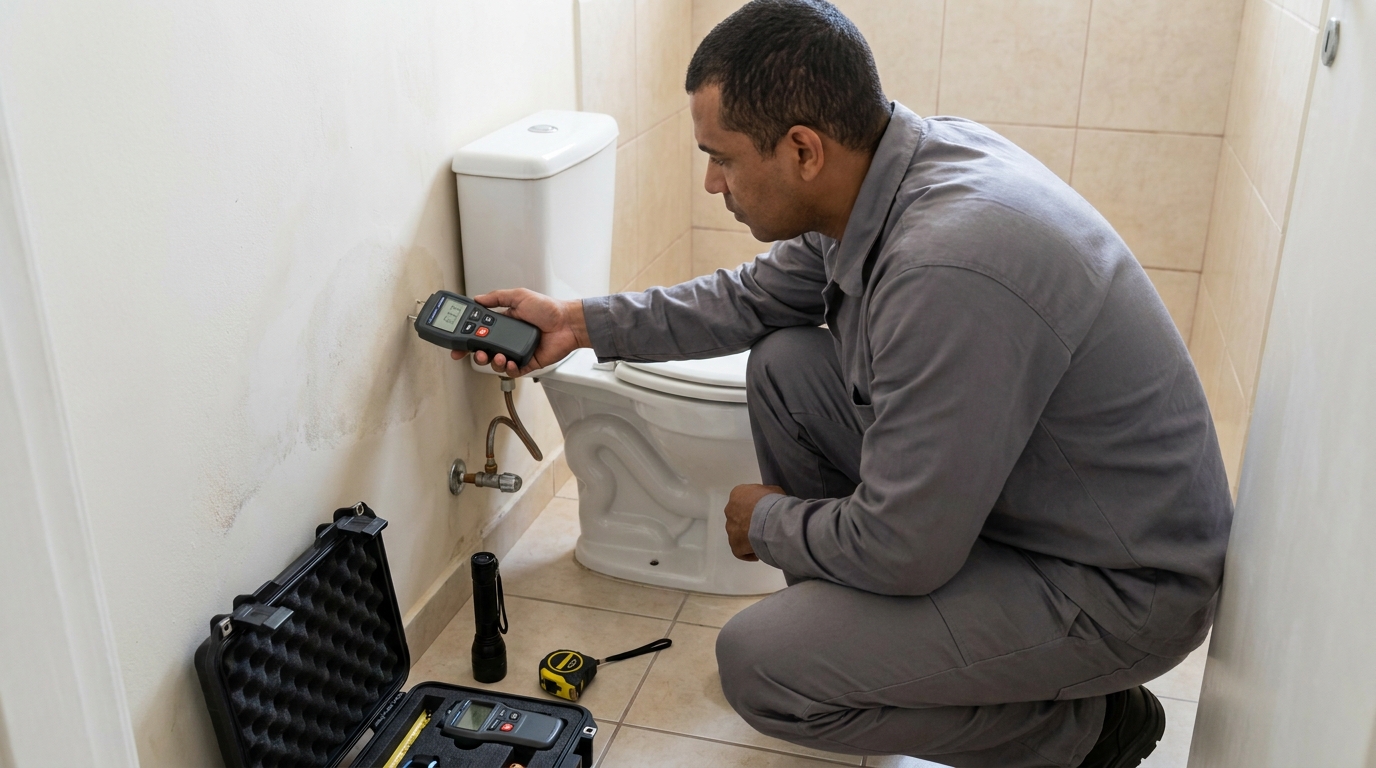 Técnico de caça vazamento em residência em Anápolis‑GO
